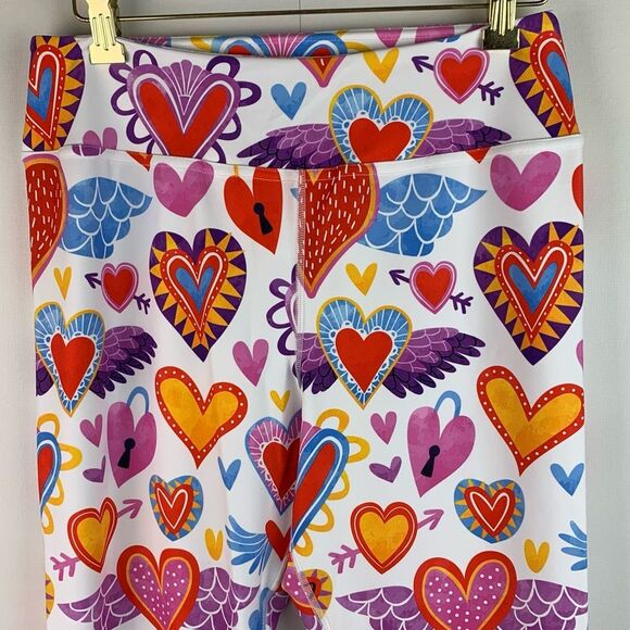 Fiercepulse women’s heart pattern Valentine’s Day leggings size x-large - Picture 3 of 8